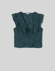 Blouse sans manches en broderie 3D