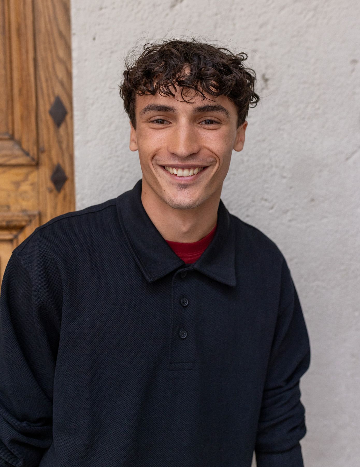 Sweat col polo gaufr&eacute;