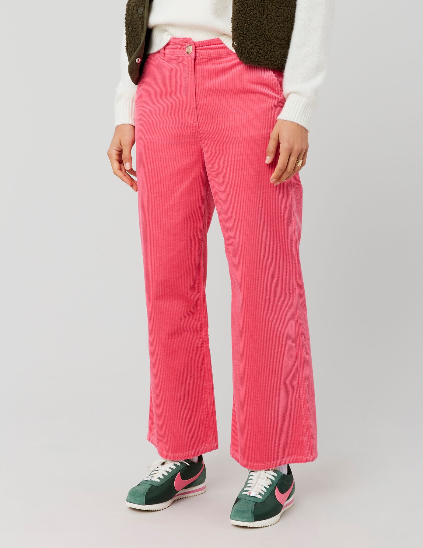 Pantalon wide leg velours cropped