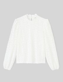 T-shirt col montant dentelle