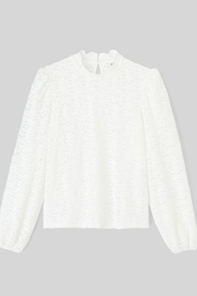 T-shirt col montant dentelle