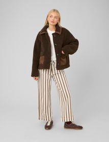 Veste en sherpa d&eacute;tails su&eacute;dine