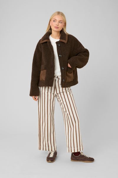 Veste en sherpa d&eacute;tails su&eacute;dine