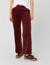Pantalon wide leg velours cropped