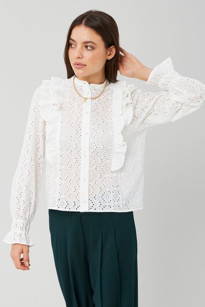 Blouse broderie anglaise &agrave; volants