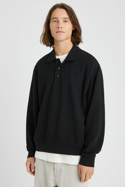 Sweat col polo gaufr&eacute;