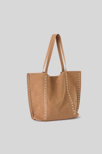 Sac cabas &agrave; clous en su&eacute;dine