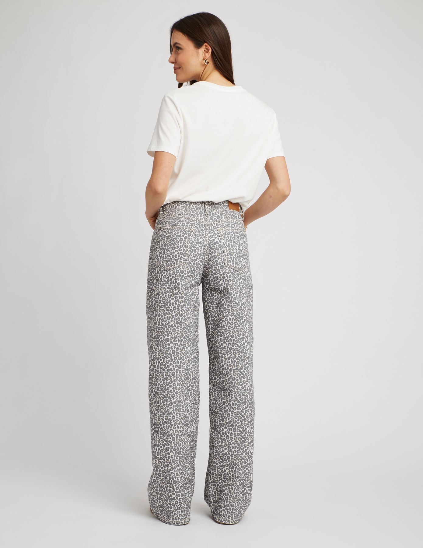 Jean wide leg imprimé léopard