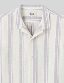 Chemise manches courtes rayée rustique
