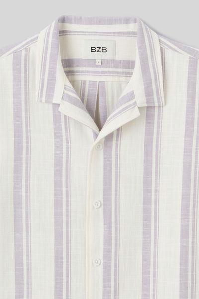 Chemise manches courtes rayée rustique