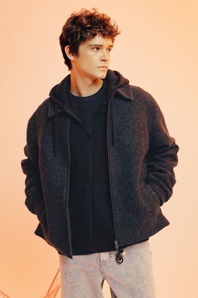 Blouson zippé en laine