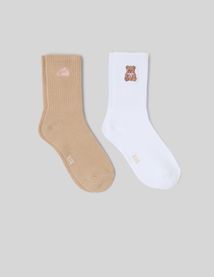 Lot de 2 paires de chaussettes broderie