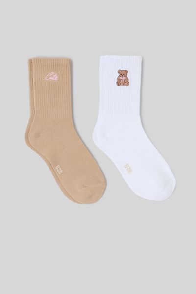 Lot de 2 paires de chaussettes broderie
