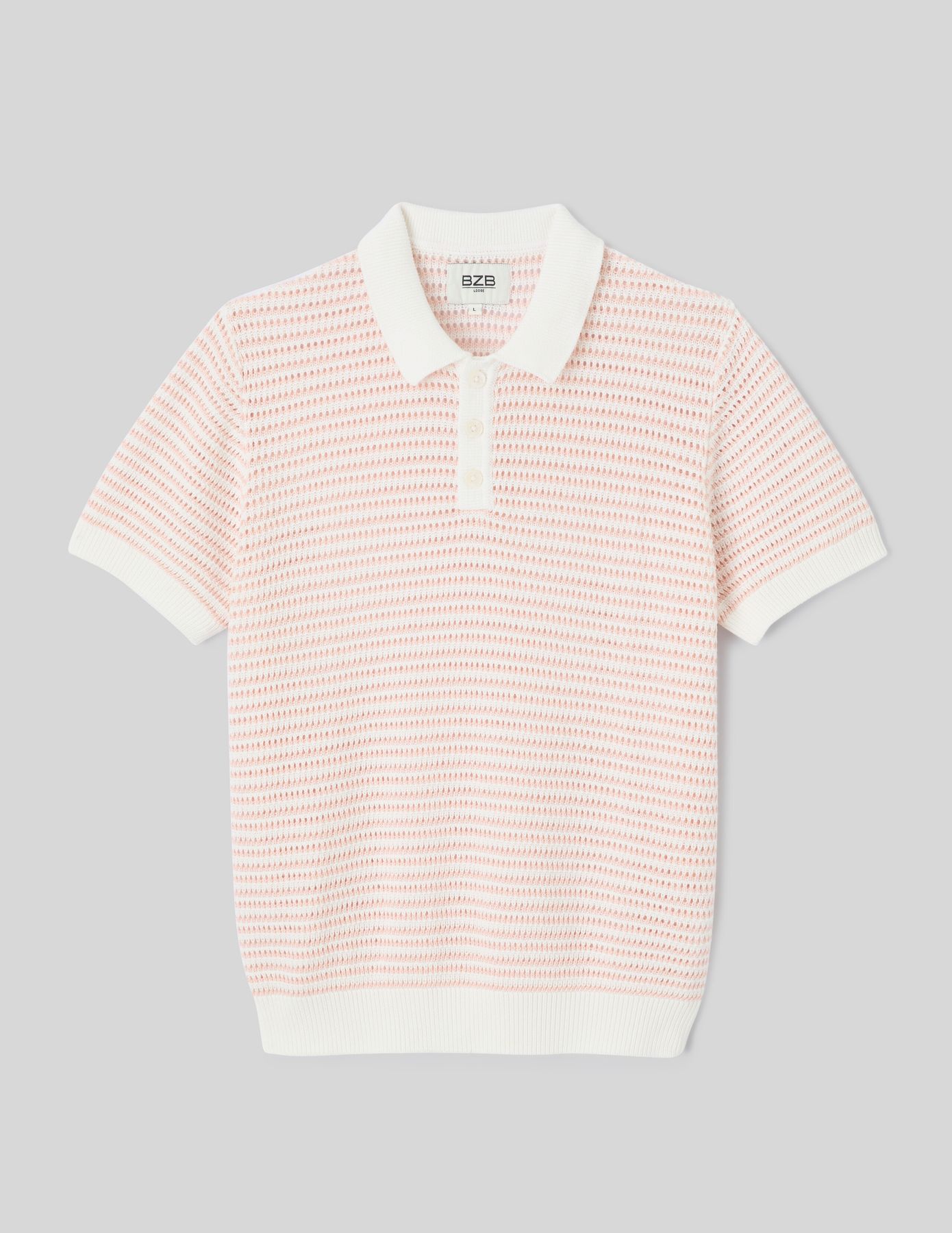 Polo en maille ajour&eacute;e ray&eacute;e