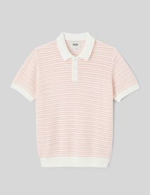 Polo en maille ajour&eacute;e ray&eacute;e