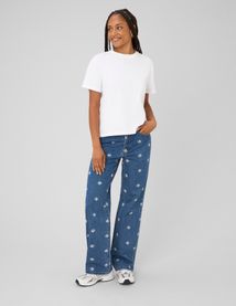 Jean straight brod&eacute;