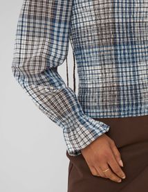 Blouse smock&eacute;e &agrave; carreaux