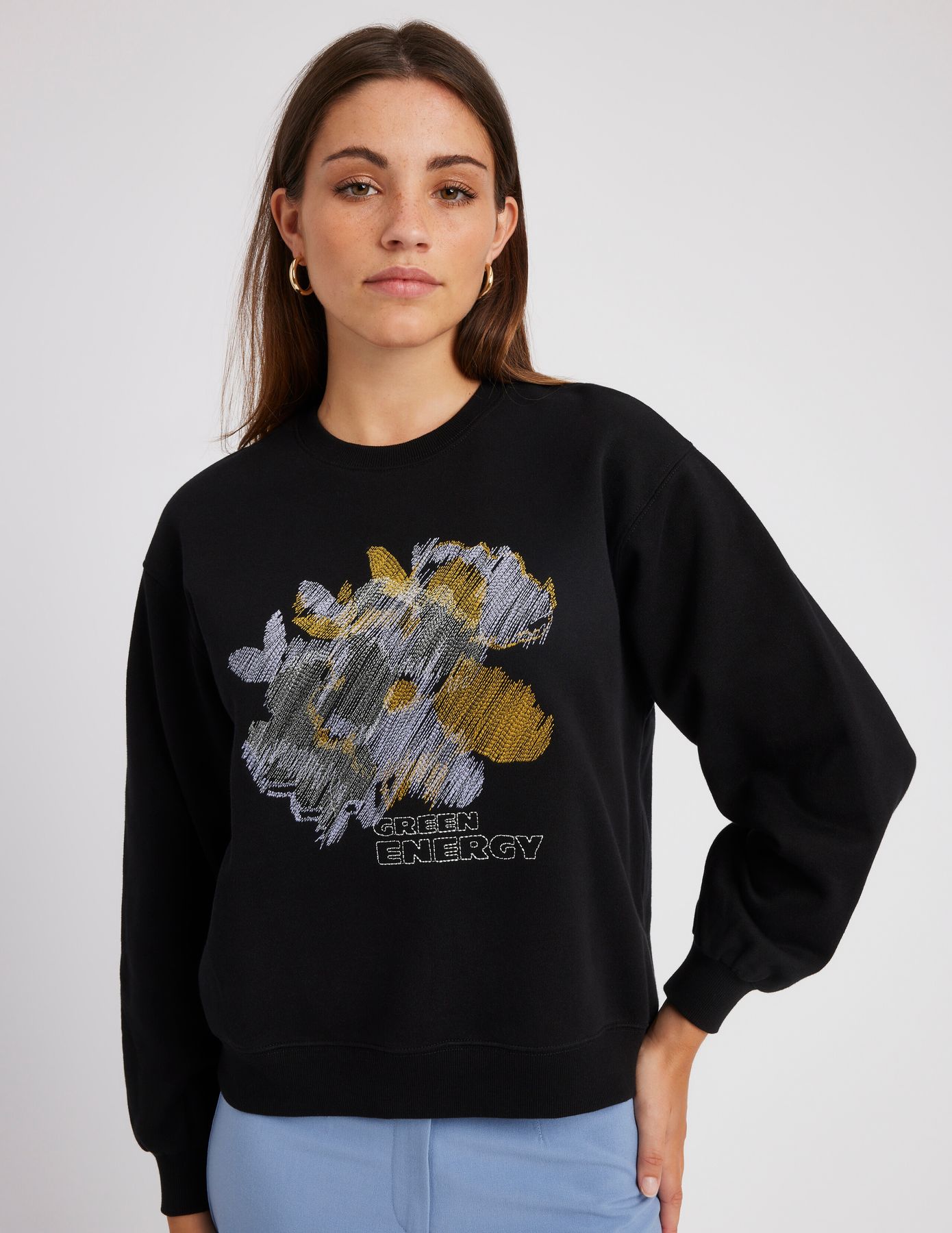 Sweat col rond brodé