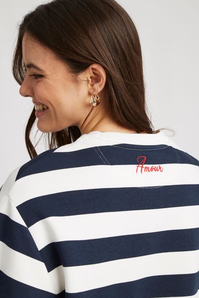 Sweat brodé rayé