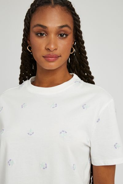 T-shirt brodé fleurs