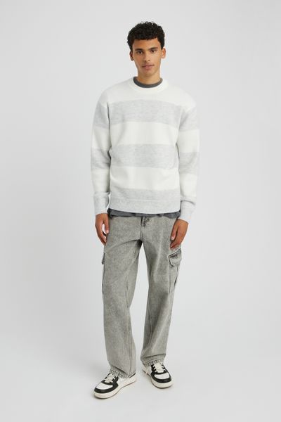 Pull col rond maxi rayures