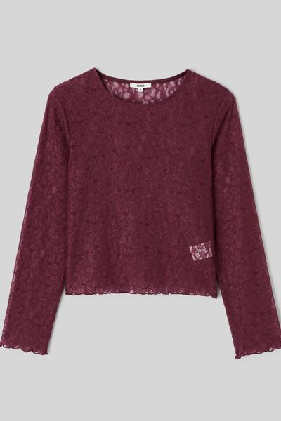 T-shirt manches longues en dentelle