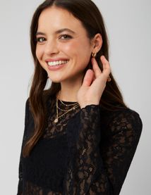 T-shirt manches longues en dentelle