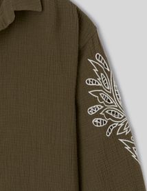 Chemise brod&eacute;e en gaze de coton