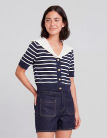 Pull marini&egrave;re avec col vareuse