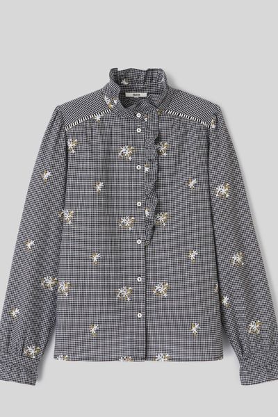 Chemise à carreaux brodée