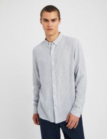 Chemise rayée droite en lin
