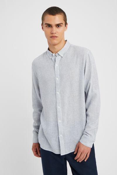 Chemise rayée droite en lin