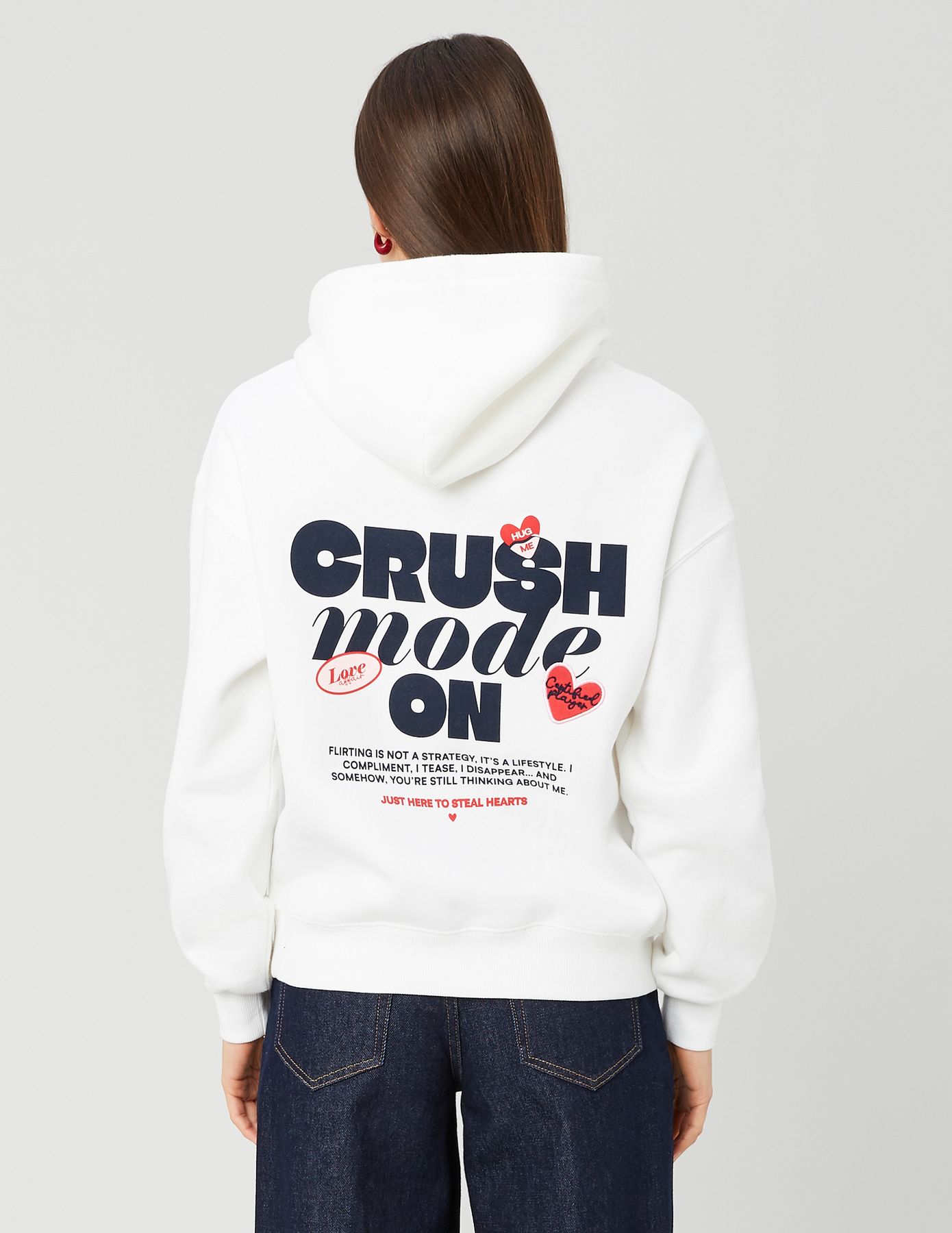 Sweat col capuche imprimé devant / dos