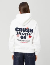 Sweat col capuche imprimé devant / dos