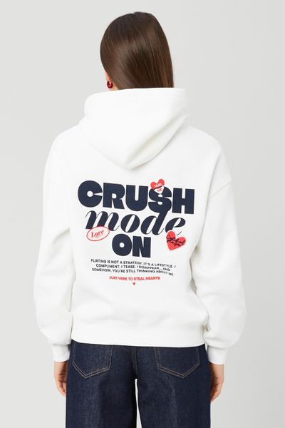 Sweat col capuche imprimé devant / dos