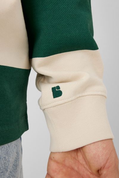 Sweat col polo &agrave; rayures