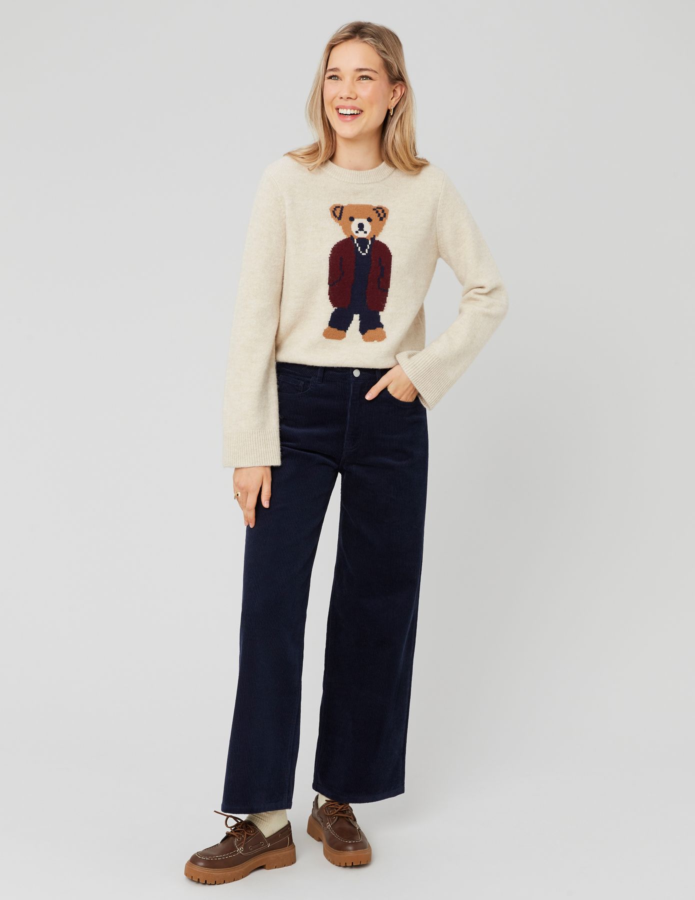 Pantalon wide leg velours