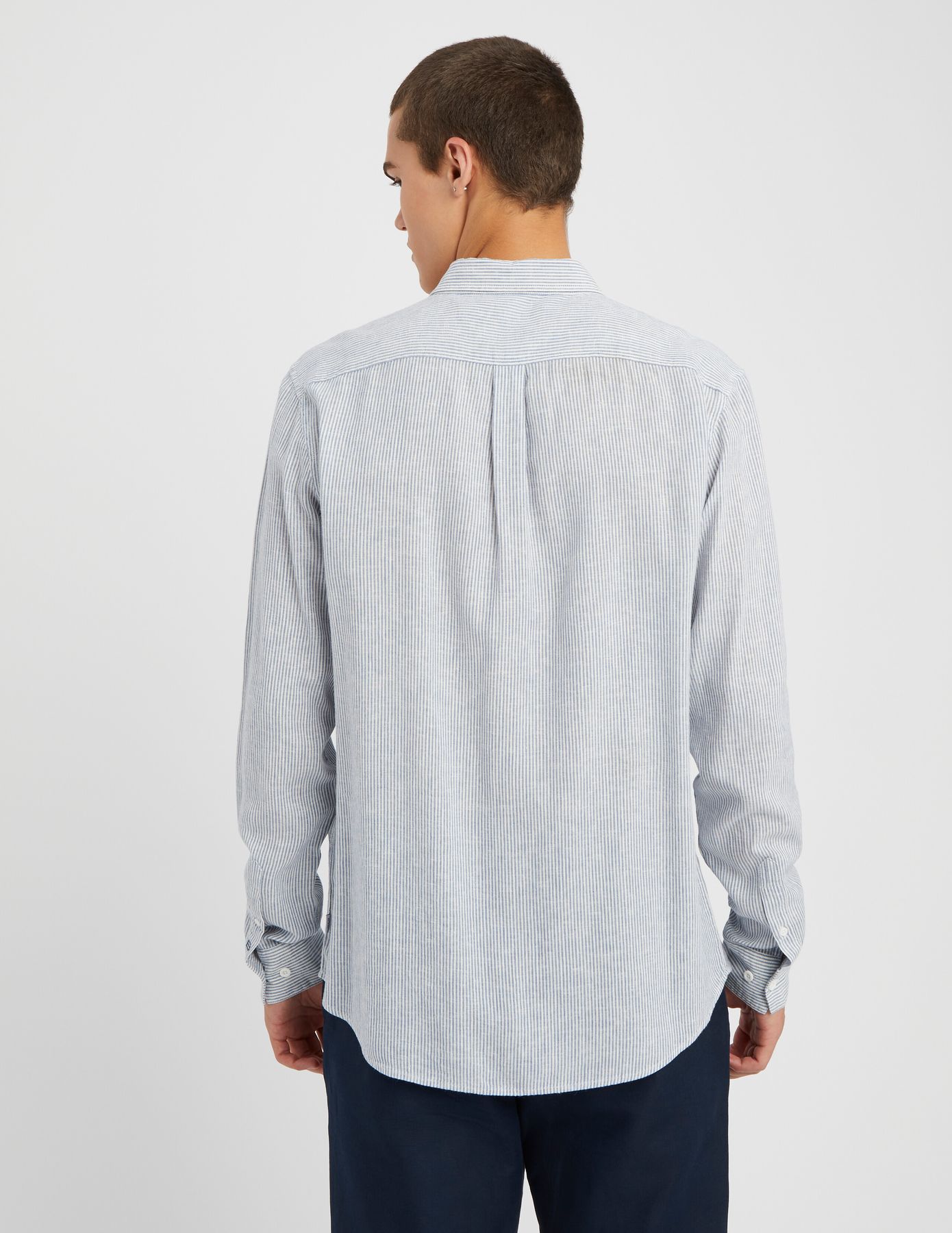 Chemise rayée droite en lin