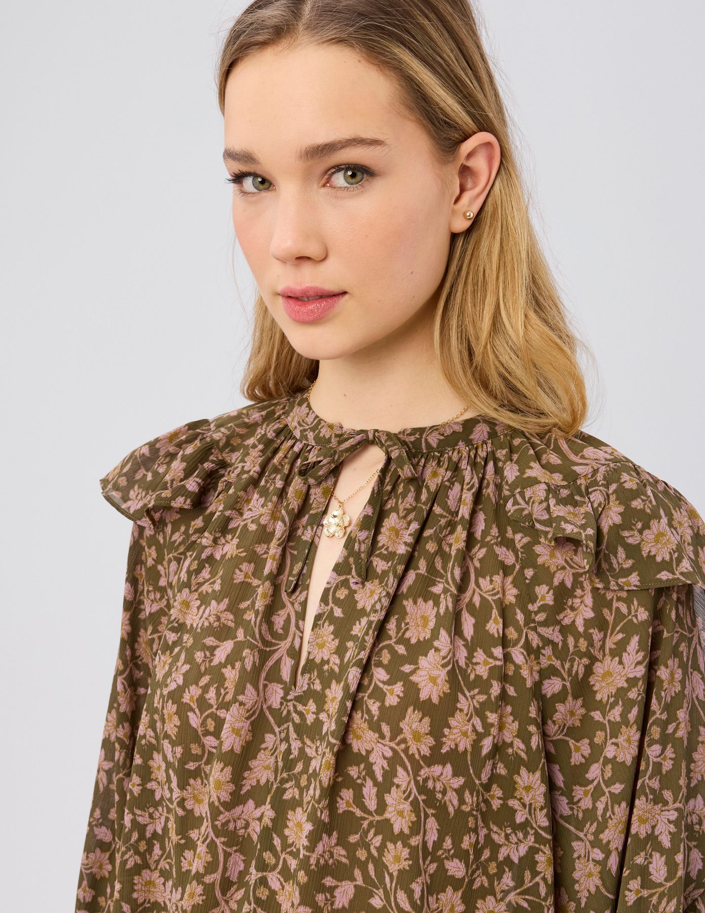 Blouse imprim&eacute;e &agrave; volants