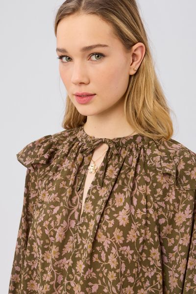 Blouse imprim&eacute;e &agrave; volants