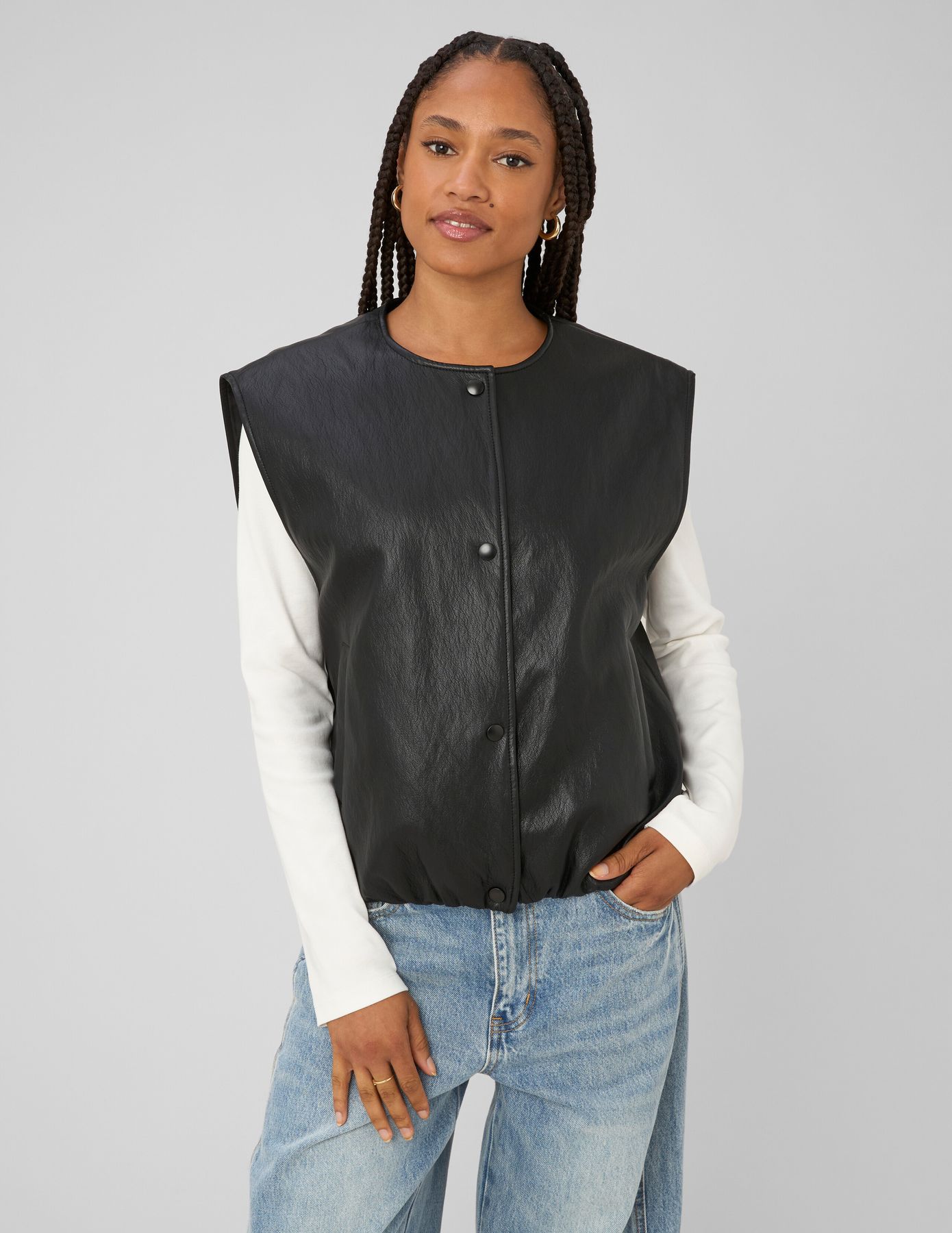Gilet sans manches en tissu enduit