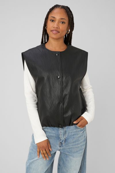 Gilet sans manches en tissu enduit