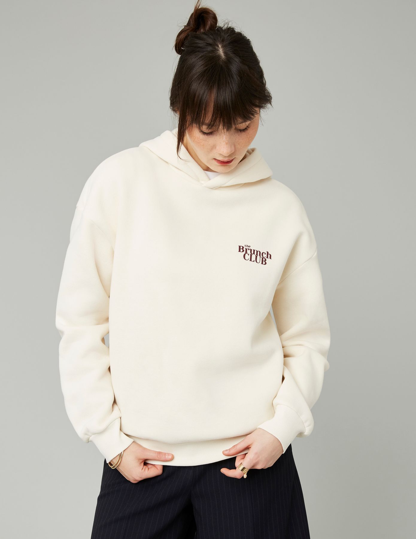 Sweat col capuche imprimé devant/dos