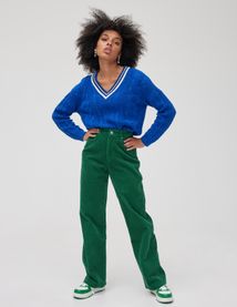 Pantalon velours straight long en coton iab