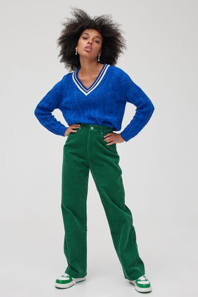 Pantalon velours straight long en coton iab