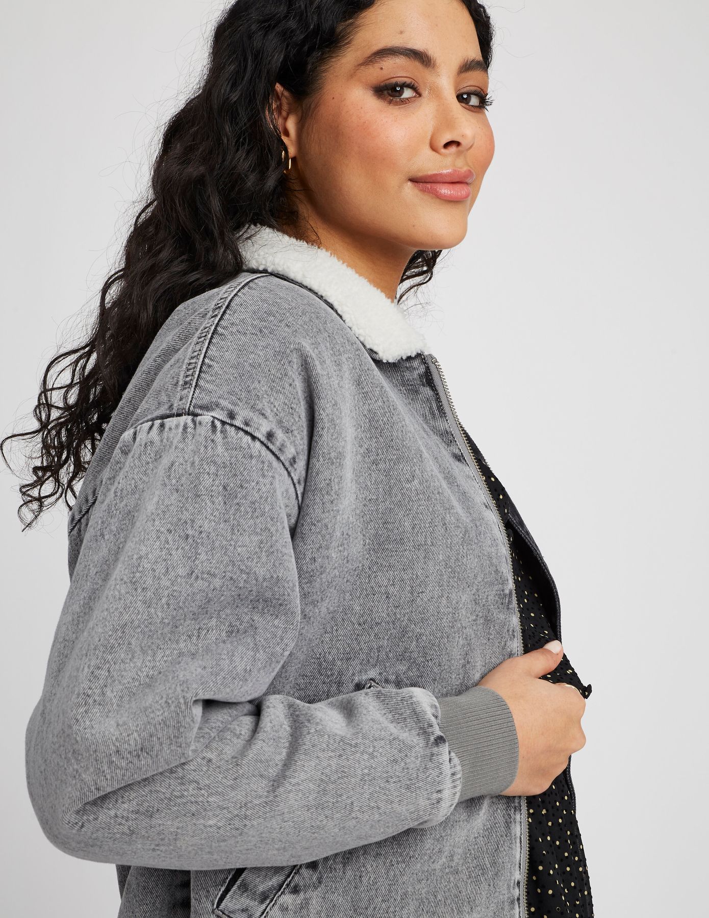 Blouson en jean sherpa