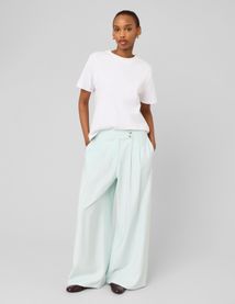 Pantalon fluide ceinture asym&eacute;trique