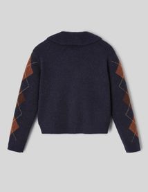 Cardigan jacquard boutonn&eacute;