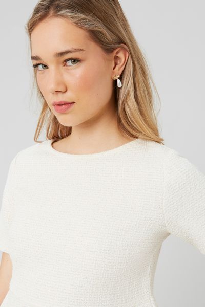 T-shirt peplum en tweed