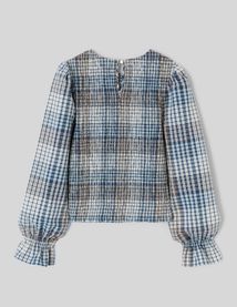 Blouse smock&eacute;e &agrave; carreaux